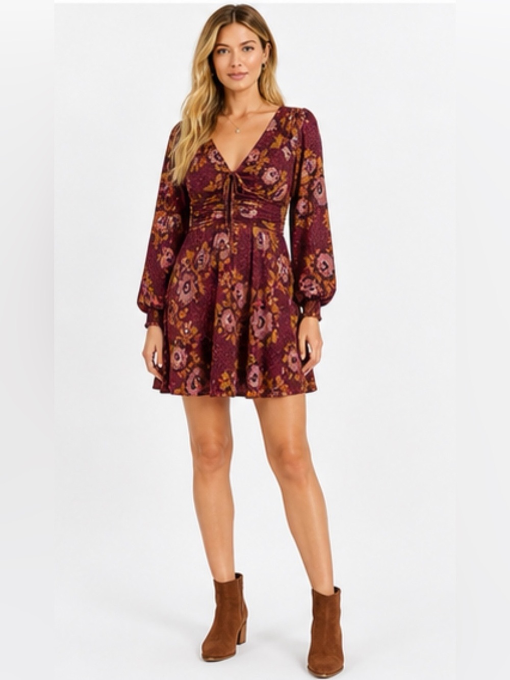 Free People Morning Light Floral Mini Dress Purple Size 4 NWT - Picture 4 of 12